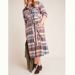 Anthropologie BAACAL Lauren Plaid Shirt Dress 2X
